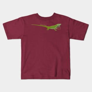 Green Anole lizard - Dewlap Action! Kids T-Shirt